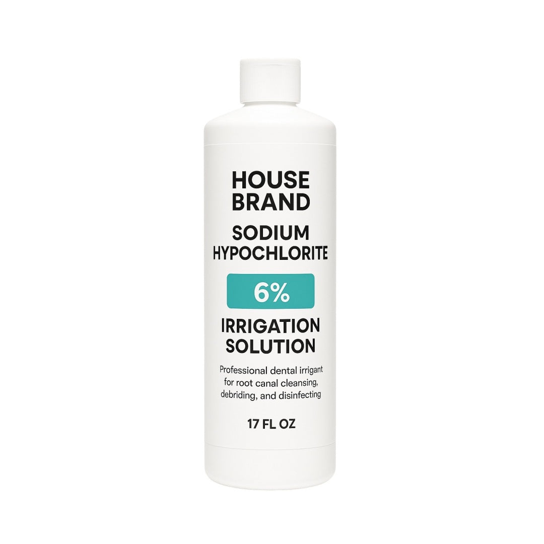 House Brand Sodium Hypochlorite 6% Irrigation Solution 17oz – Dental Root Canal Irrigant for Disinfection, Debridement, and Canal Cleaning