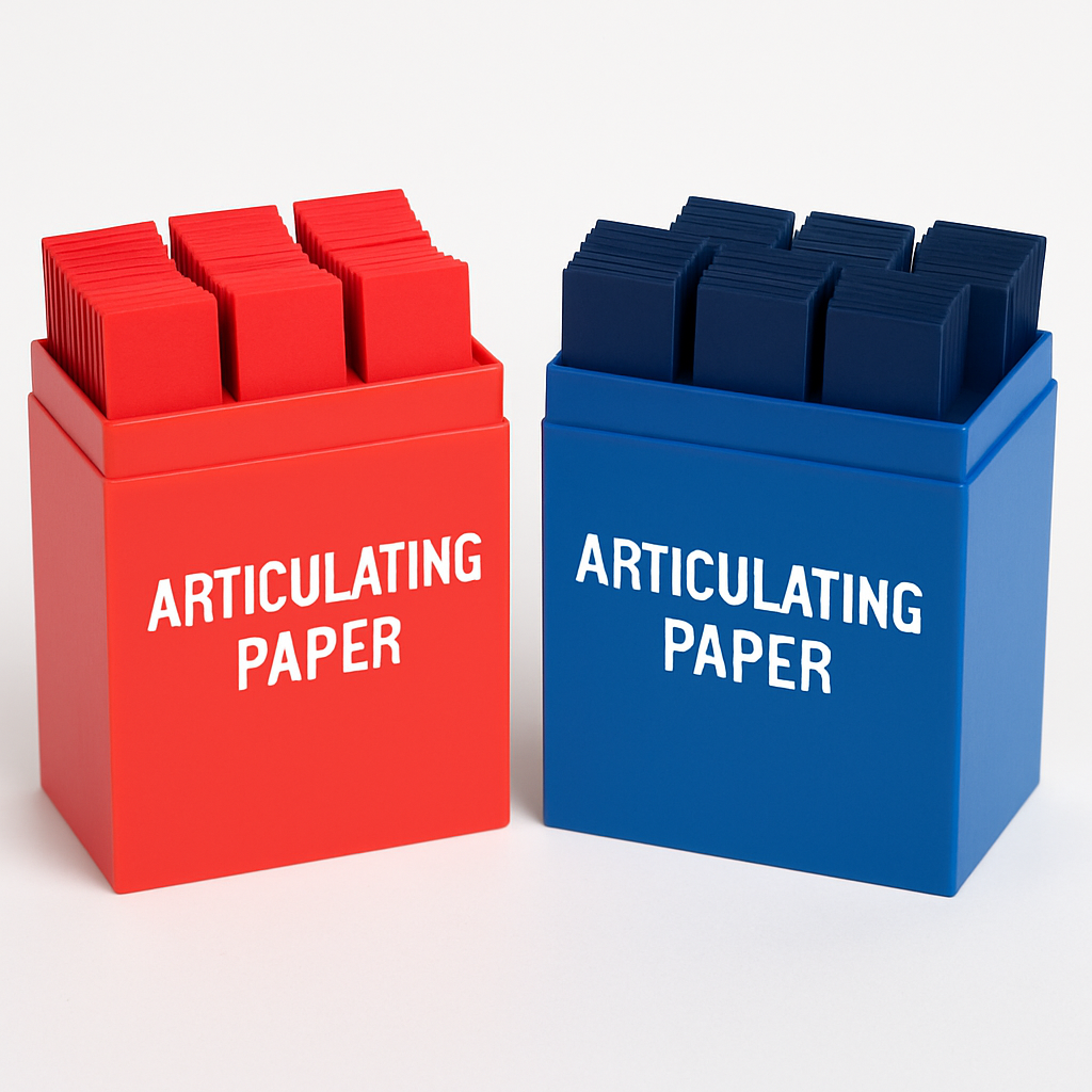 Articulating paper and occlusion marking sheets for dental bite analysis