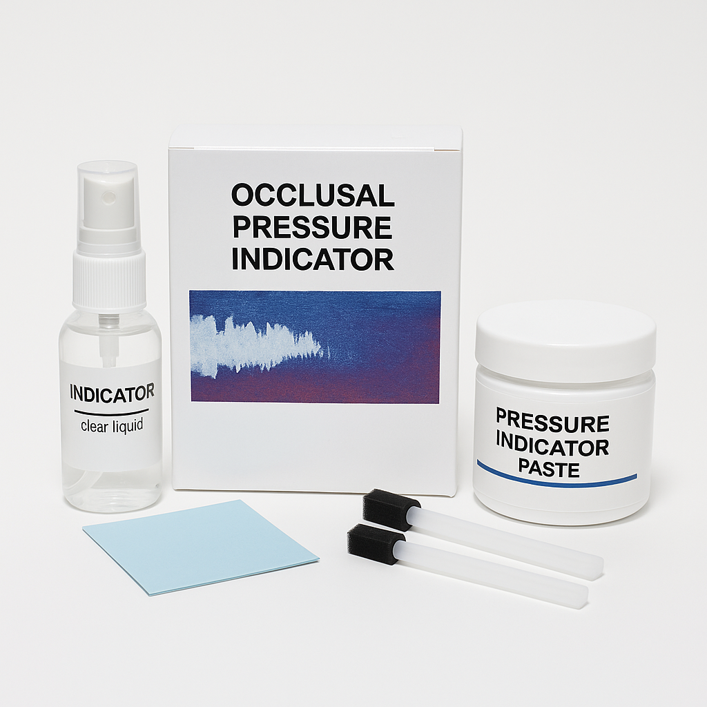 Dental occlusal indicator paste jars with spatula for bite analysis