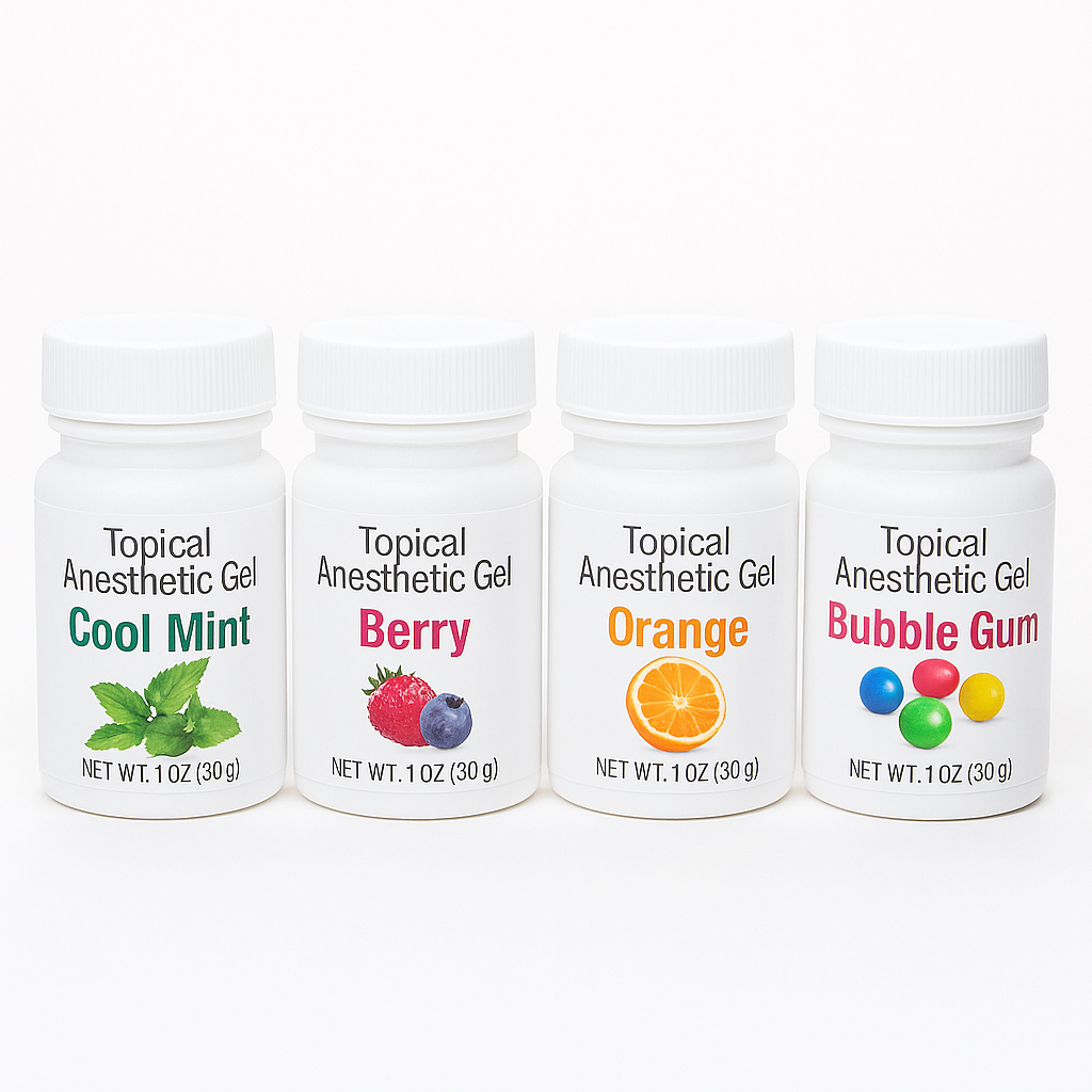 Dental topical anesthetics including numbing gels and sprays