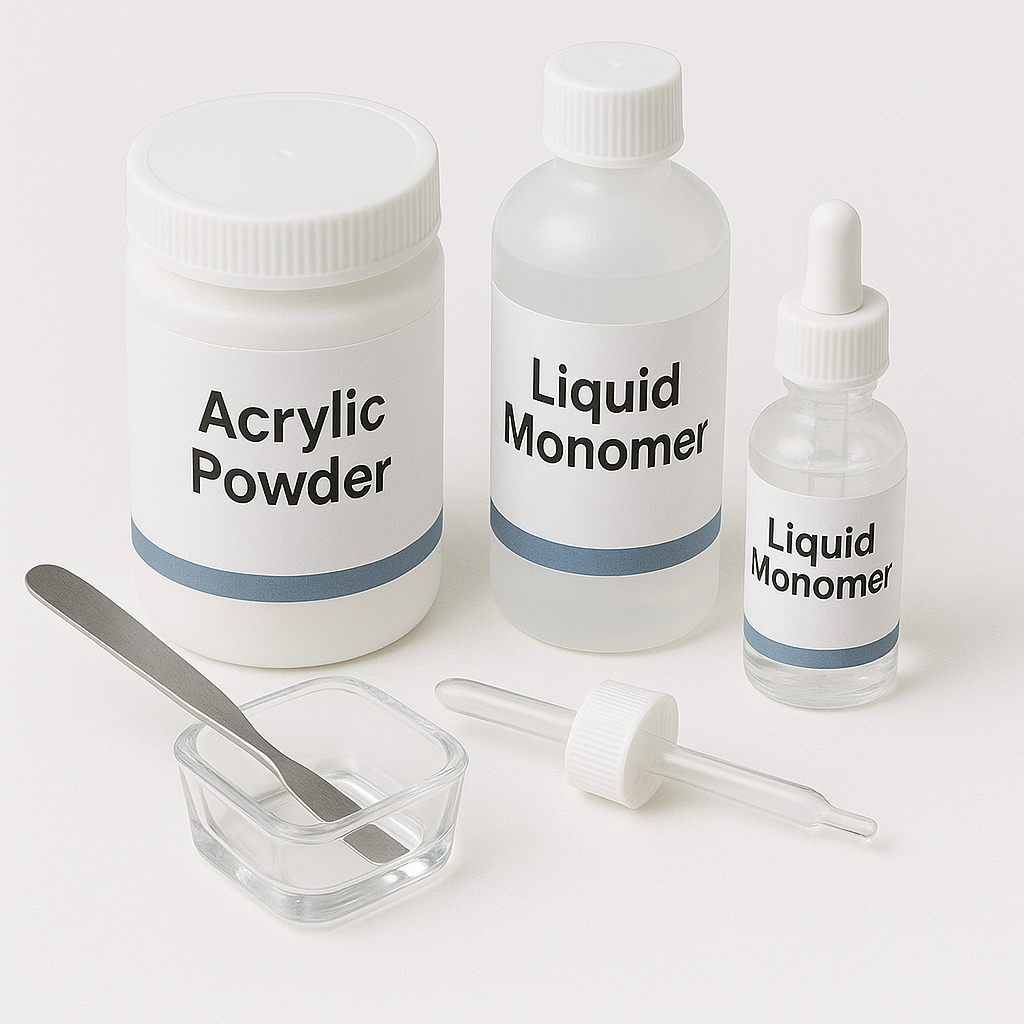 Premium dental acrylic powder and liquid for denture fabrication and repair