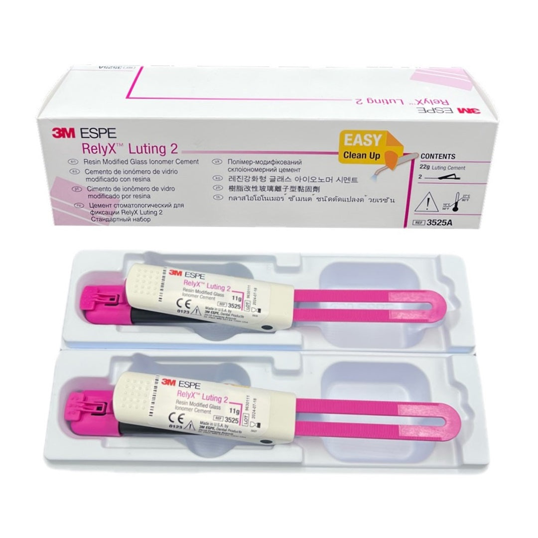 3M ESPE RelyX Luting 2 Resin Modified Glass Ionomer Cement Clicker 3525A - Permanent dental cement for crowns, bridges, and more. Self-curing with radiopaque properties for easy cleanup.