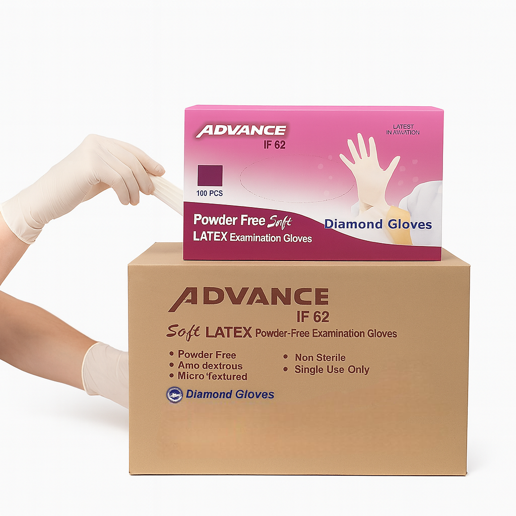 Advance IF-62 latex powder-free exam gloves white Case