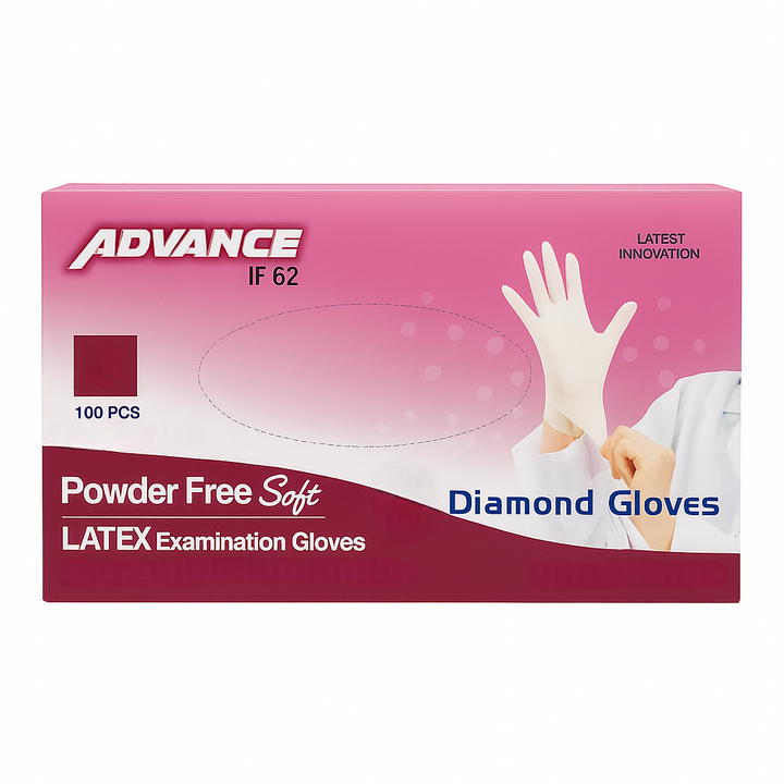 Advance IF-62 latex powder-free exam gloves white box 