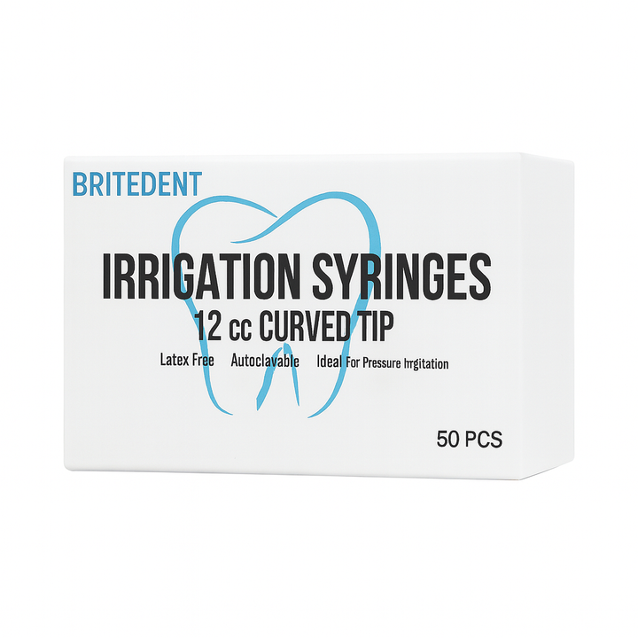 BRITEDENT 12cc curved tip irrigation utility syringes non-sterile disposable 50 box