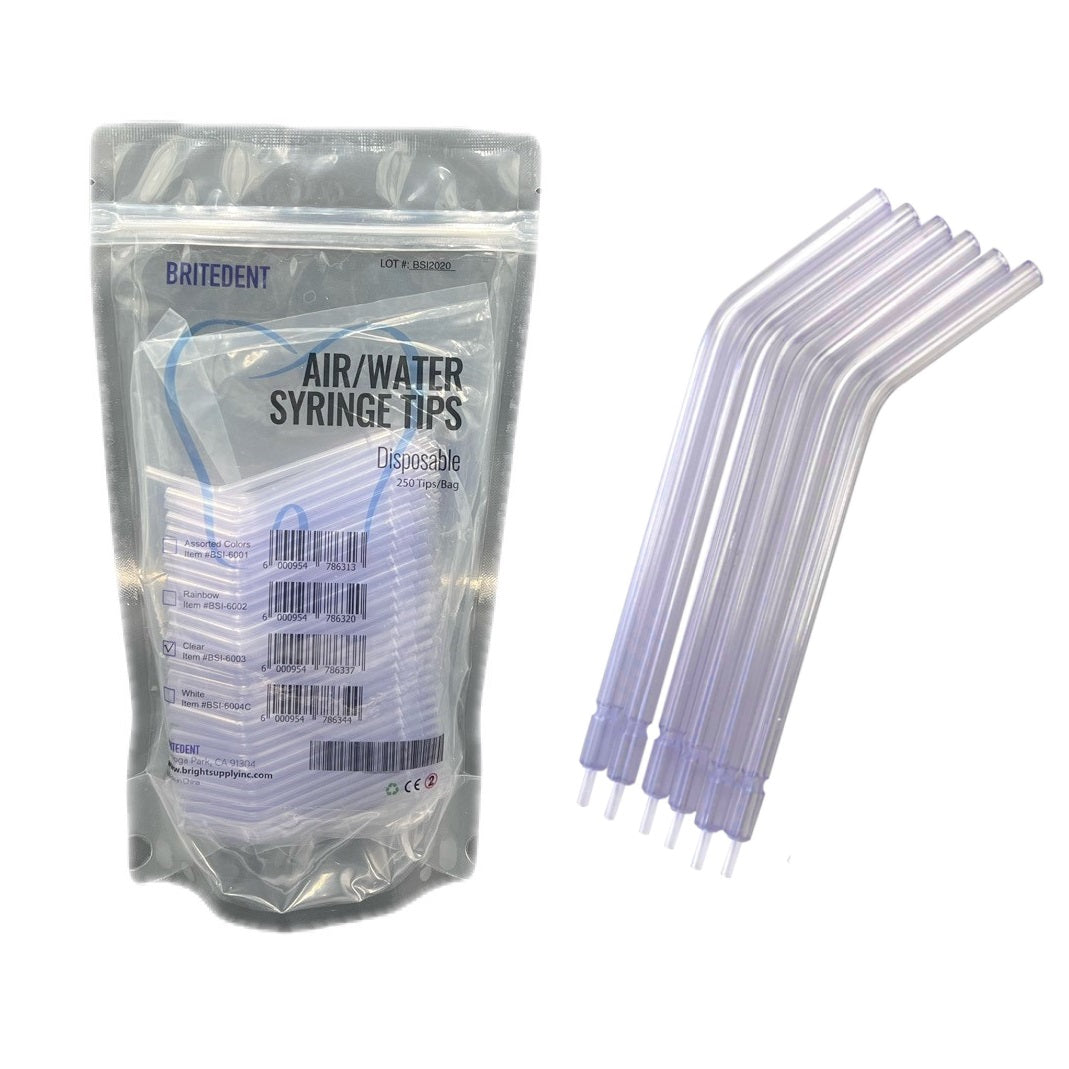 BRITEDENT Disposable Air/Water Syringe Tips Clear Plastic 250/Pk BSI-6003 - Dental Supplies