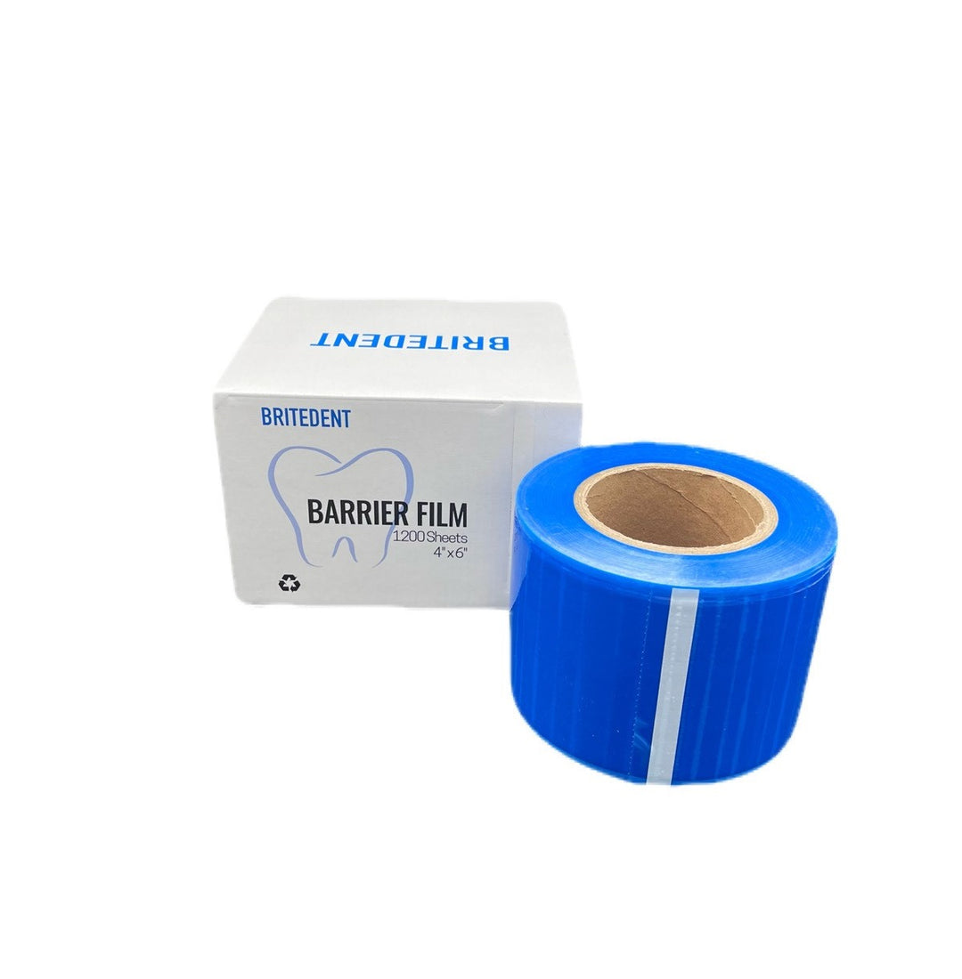 BRITEDENT Barrier Film 4 x 6 Blue - 1200 Sheets/Roll BSI-0101 - Infection Control and Patient Safety - Non-Stick Edges - Dental Equipment Protection