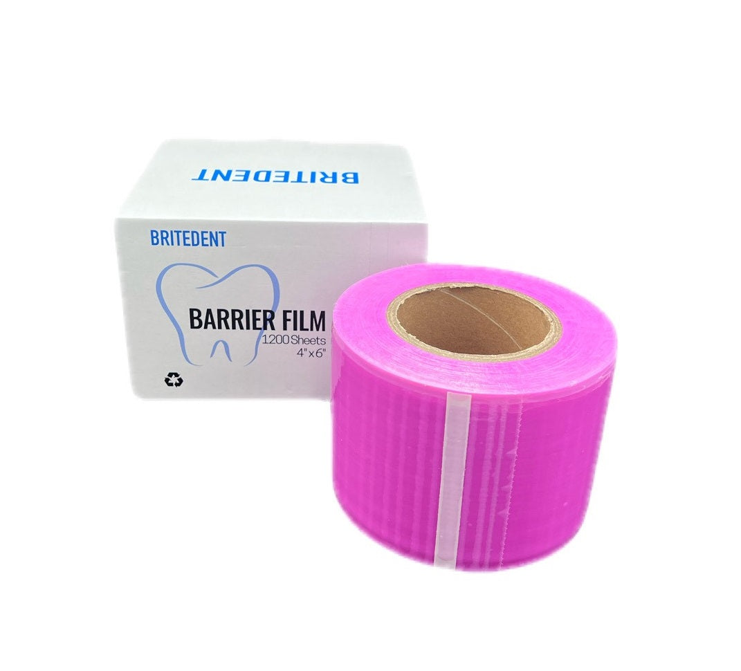 BRITEDENT Barrier Film 4 x 6 Pink - 1200 Sheets/Roll BSI-0103 - Non-Stick Edges - Infection Control for Dental Procedures