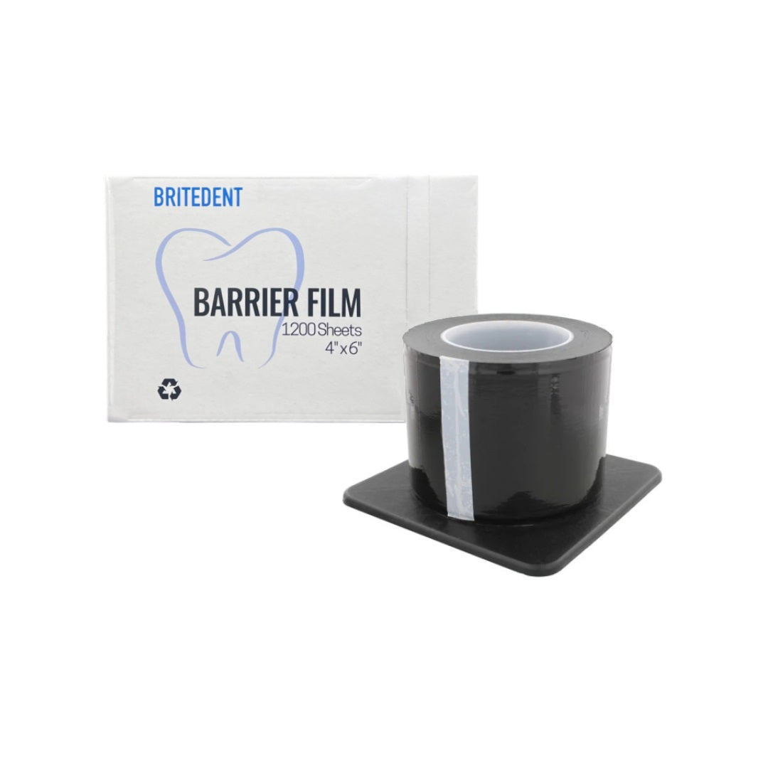 BRITEDENT Dental Barrier Film 4x6 Black Roll 1200 Sheets - Non-Stick Protective Sheets for Infection Control in Medical, Dental, and Tattoo Settings. Easy Tear-Off Design. Prevent Germs and Fluid Spread.