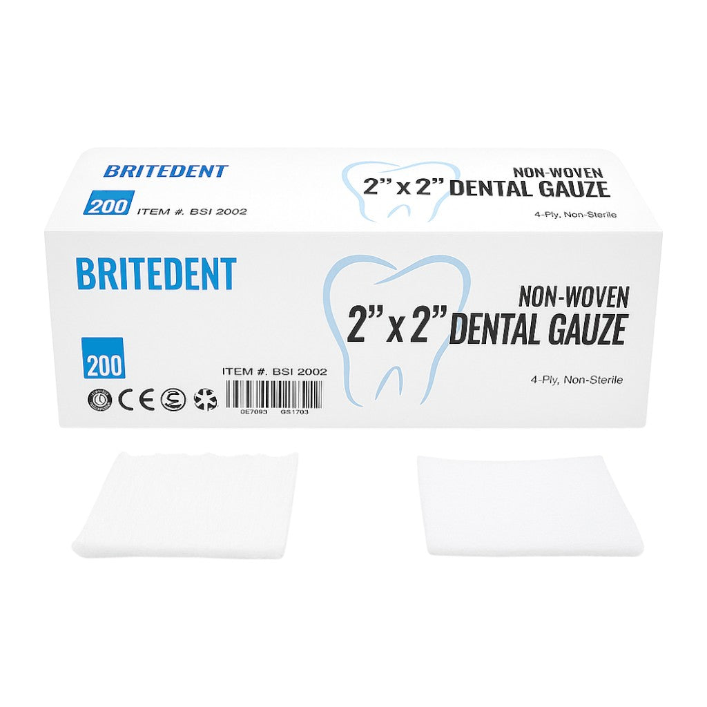 BRITEDENT Dental Gauze Sponges 2x2 Non-Woven 200 Pack