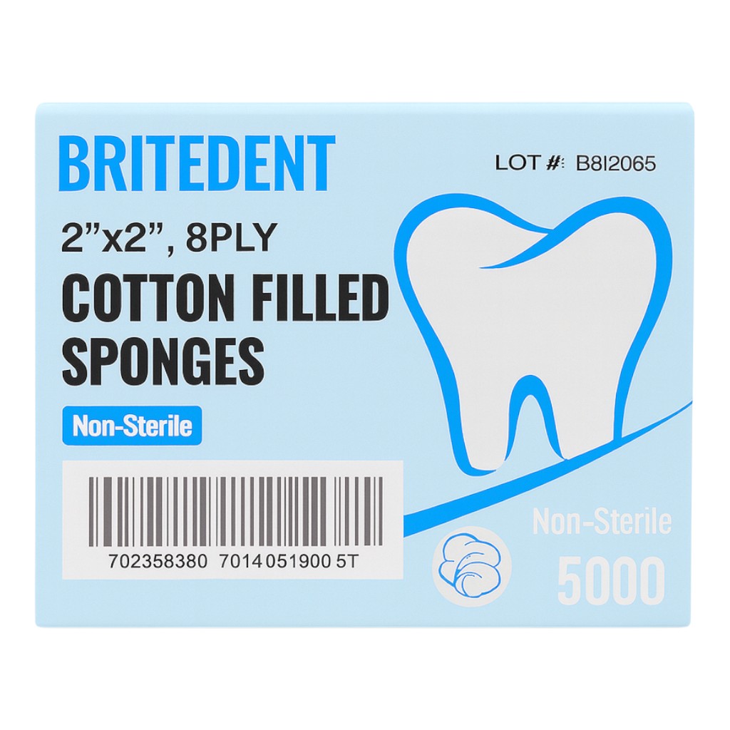 BRITEDENT Dental Gauze Sponges 2x2 Cotton Filled Non-Woven Case