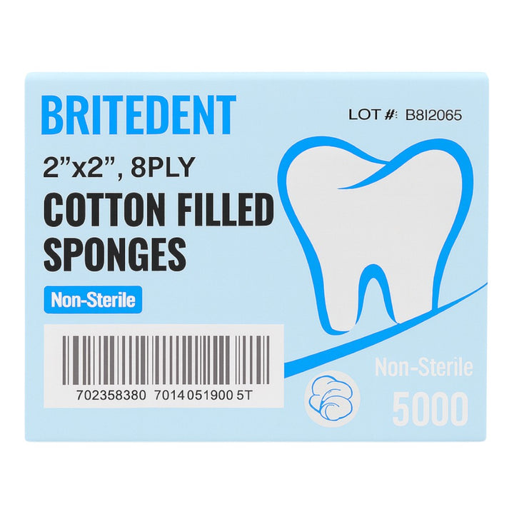 BRITEDENT Dental Gauze Sponges 2x2 Cotton Filled Non-Woven Case
