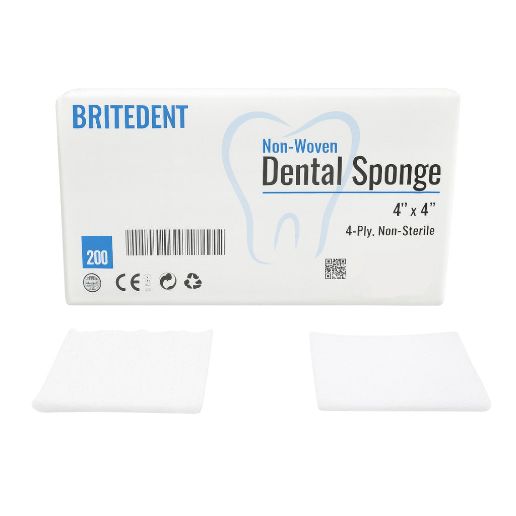 BRITEDENT Dental Gauze Sponges 4x4 Non-Woven 200 Pack