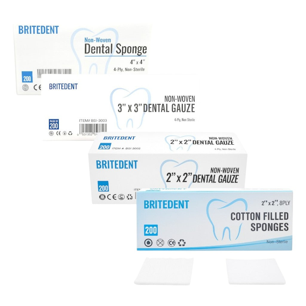 BRITEDENT Dental Gauze Sponges All Sizes