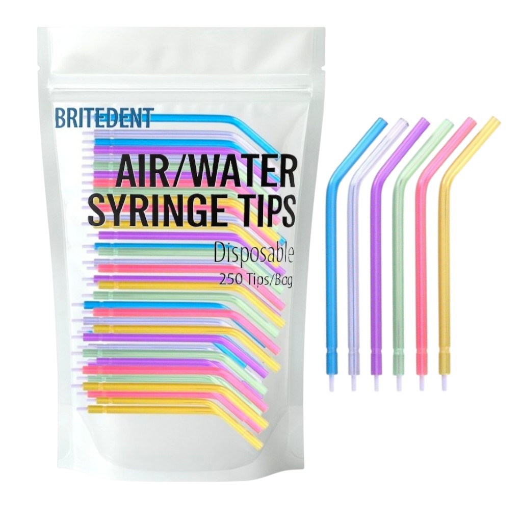 BRITEDENT Air Water Syringe Tips Rainbow Assorted Colors 250/Bag