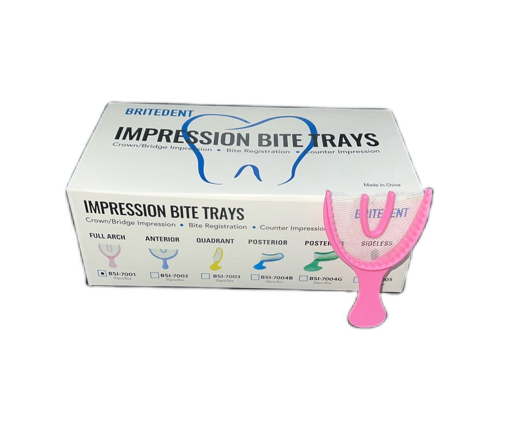 BRITEDENT Disposable Impression Bite Trays Full Arch Pink 30/Pk BSI-7001 - Mesh Dental Supplies - Impression Bite Trays