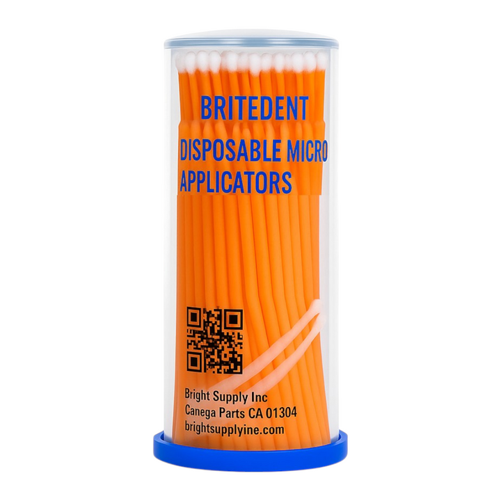 BRITEDENT Dental Micro Applicator Brushes Orange 100 Applicators