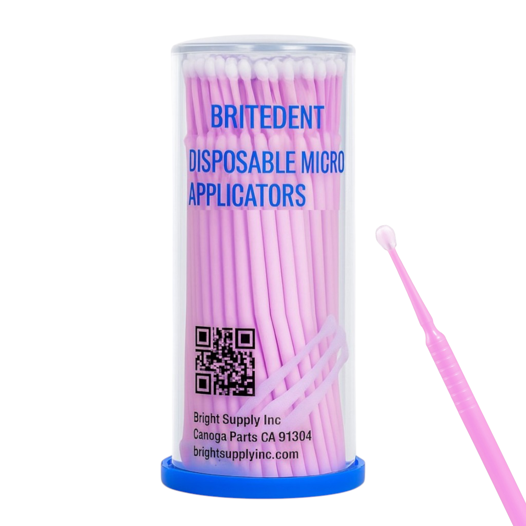 BRITEDENT Dental Micro Applicator Brushes Mauve 100 Pack 