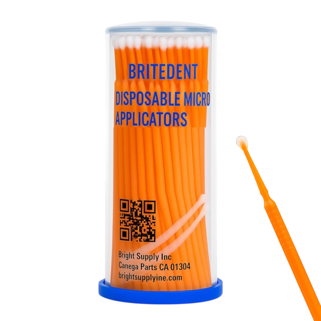 BRITEDENT Dental Micro Applicator Brushes Orange 100 Pack 