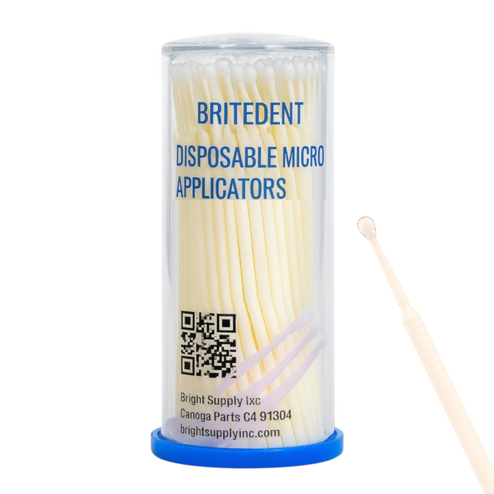 BRITEDENT Dental Micro Applicator Brushes White 100 Pack 