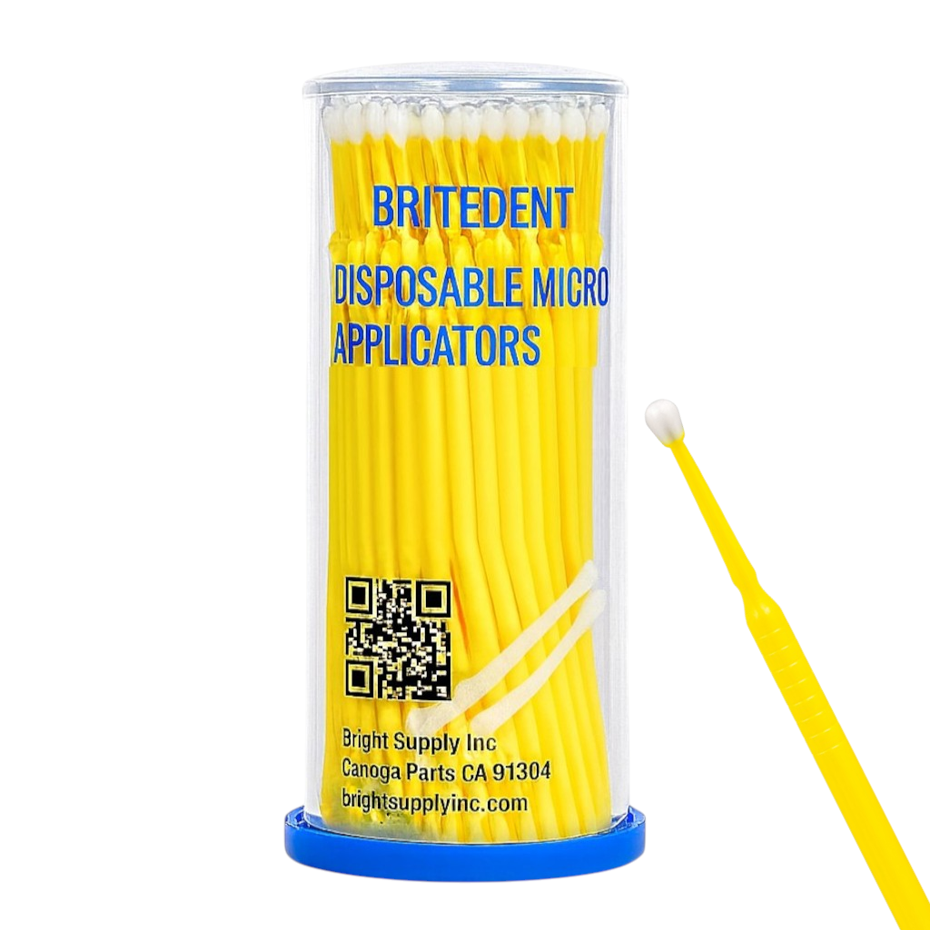 BRITEDENT Dental Micro Applicator Brushes Yellow 100 Pack 