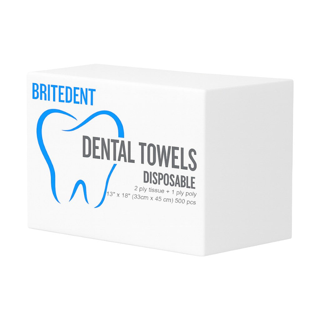 BRITEDENT Patient Bib 13×18 2-ply poly backing (500/Box)