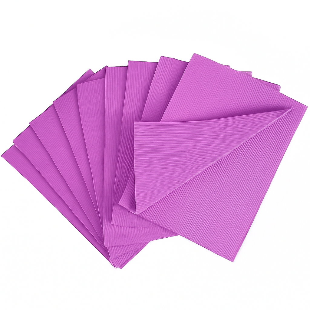 BRITEDENT Disposable Patient Bib Purple 13×18 2-ply poly backing (500/Case)