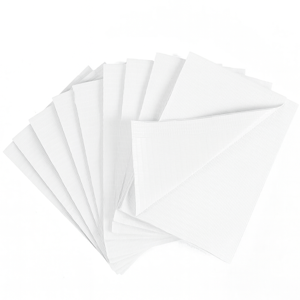 BRITEDENT Disposable Patient Bib White 13×18 2-ply poly backing (500/Case)