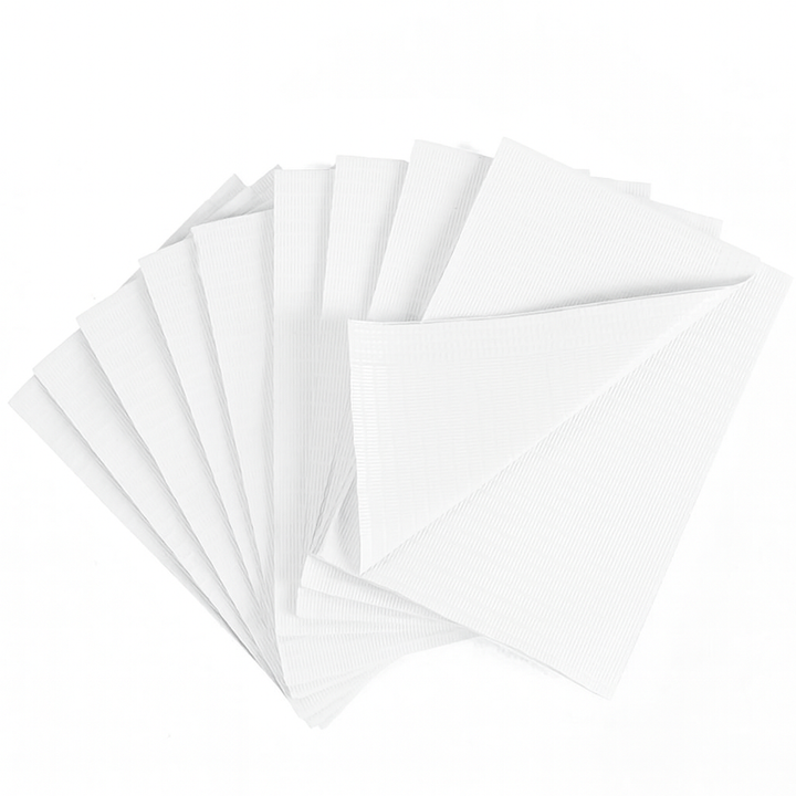 BRITEDENT Disposable Patient Bib White 13×18 2-ply poly backing (500/Case)