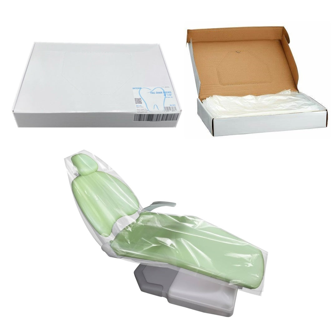 BRITEDENT Full Chair Cover Sleeves 48 x 56 Clear Plastic 150/Bx BSI-2919 - Dental Chair Protection for Hygiene and Cleanliness