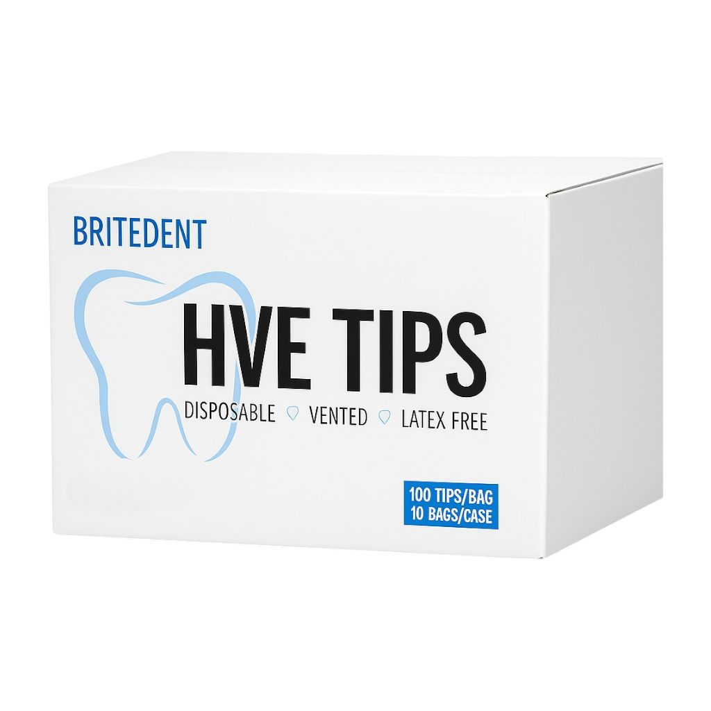 BRITEDENT HVE Suction Tips White and Assorted Colors disposable vented latex-free case