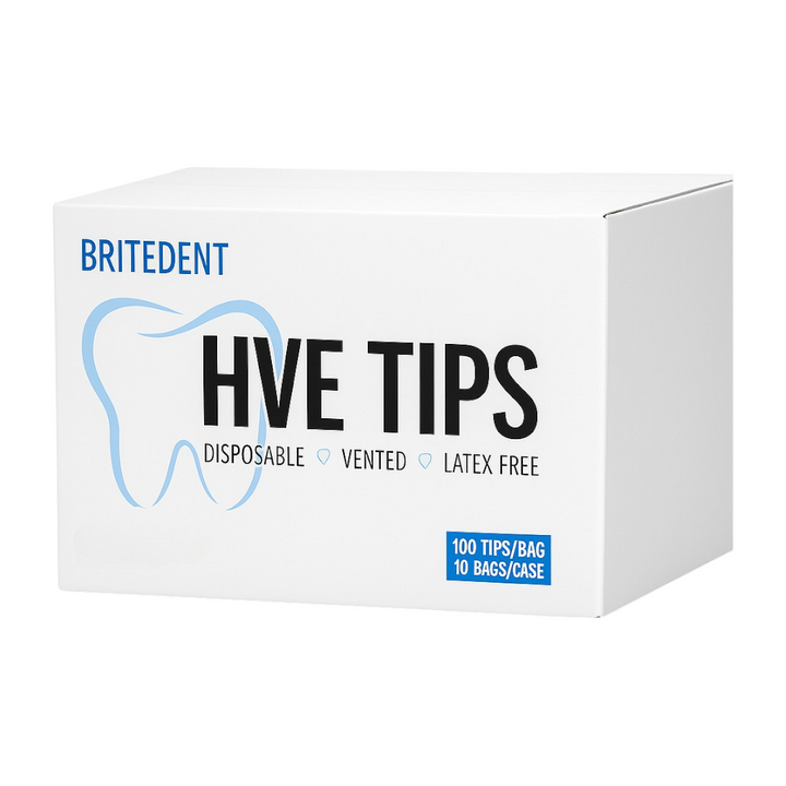 BRITEDENT HVE Suction Tips White and Assorted Colors disposable vented latex-free case