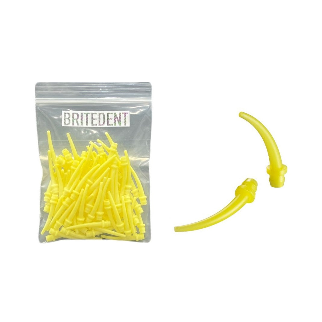 BRITEDENT Yellow Intra Oral Impression Mixing Tips 100/Pk (BSI-1190): Small, Disposable, Ideal for Precise Dispensing. Enhance Dental Procedures with BRITEDENT Quality