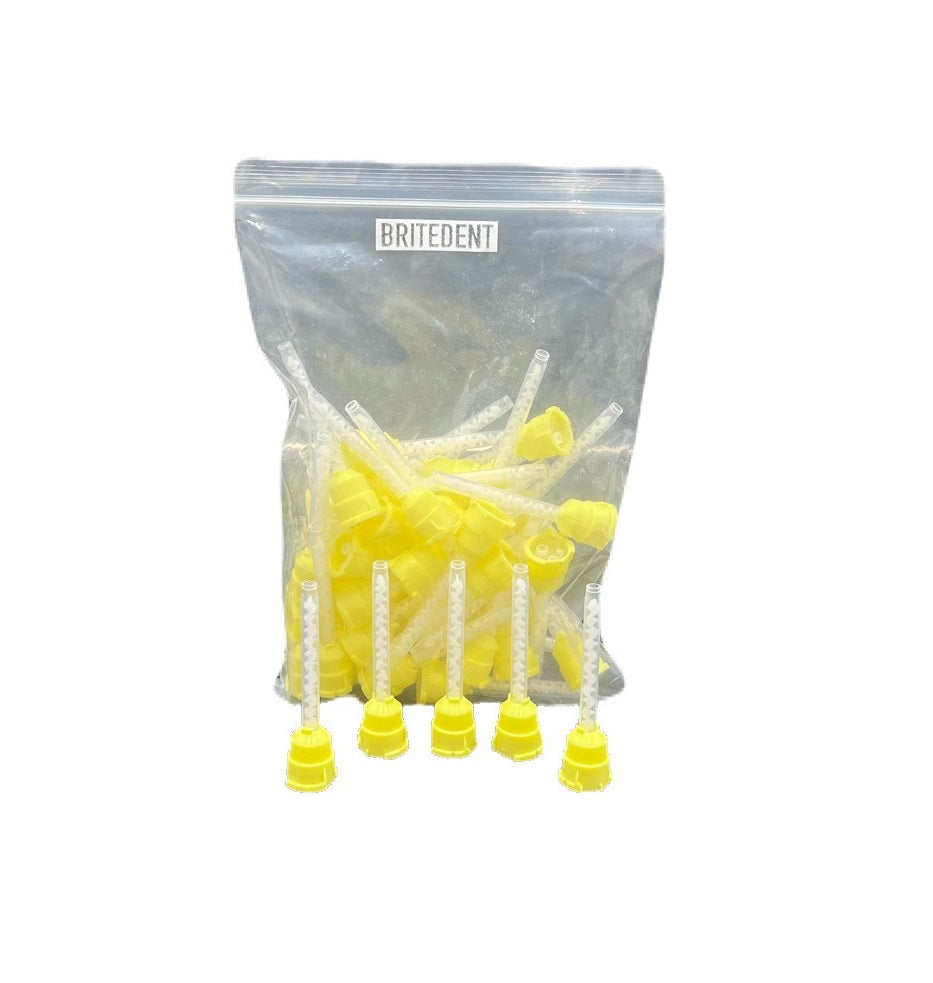 BRITEDENT Mixing Tips High Performance Yellow Small 4.2mm 48/Pk BSI-1142 - Dental Impression Material Accessories for Accurate Results