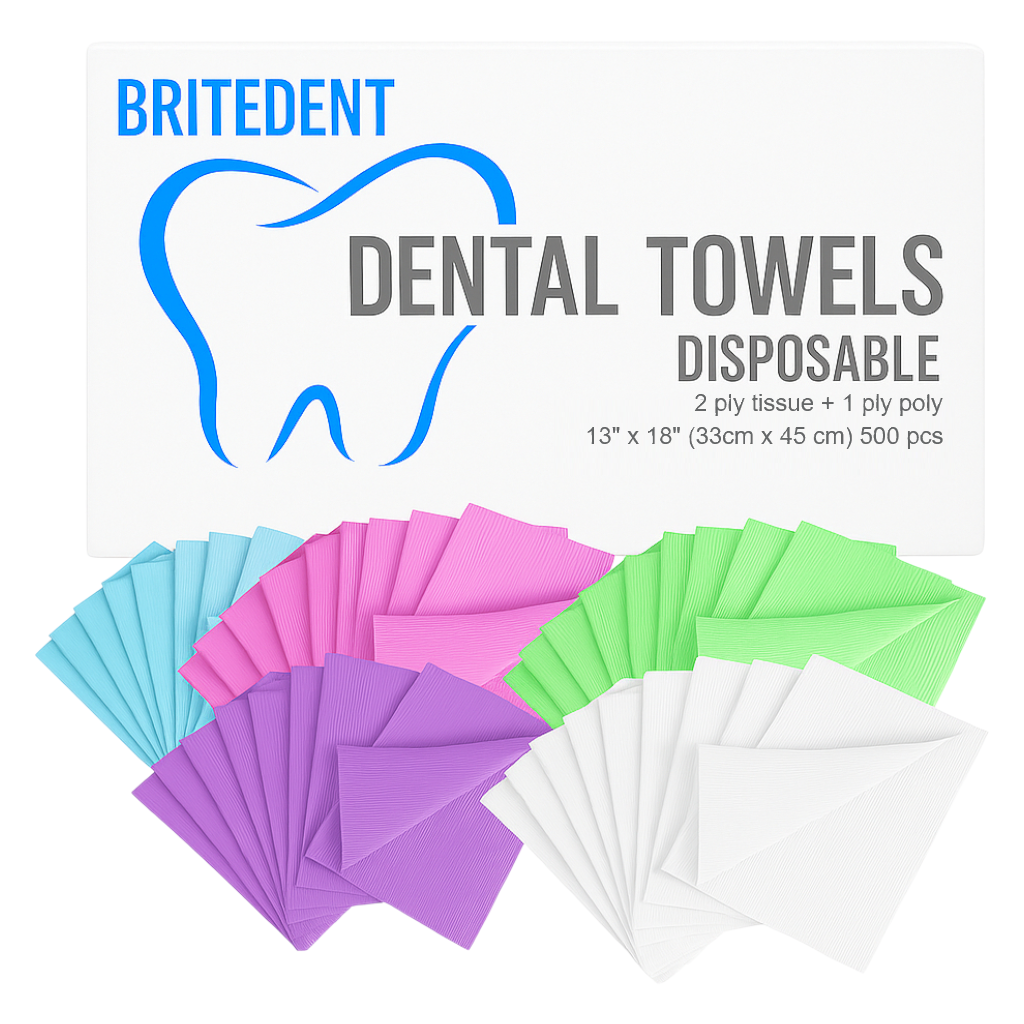 BRITEDENT Patient Bib 13×18 2-ply poly backing (500/Case)