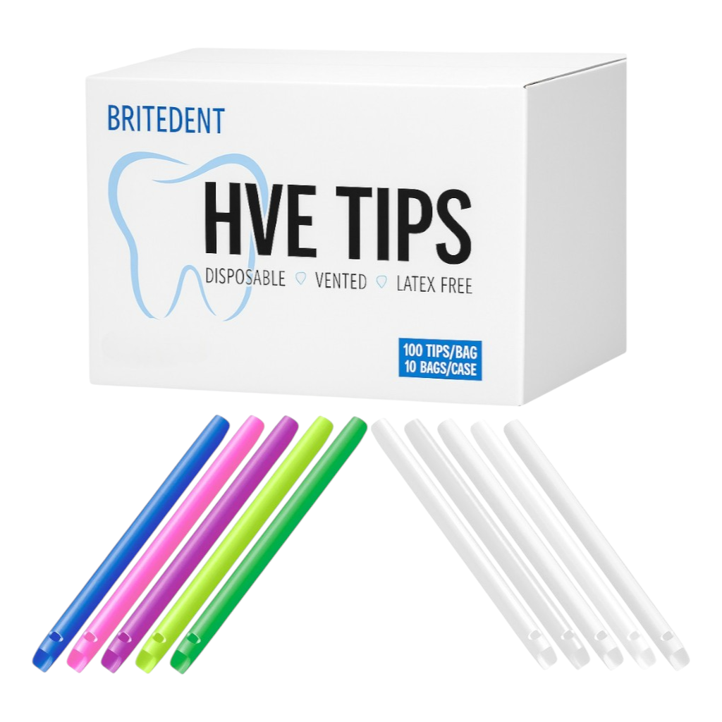 BRITEDENT Rainbow HVE Tips assorted colors vented suction tips and white color