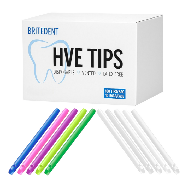 BRITEDENT Rainbow HVE Tips assorted colors vented suction tips and white color