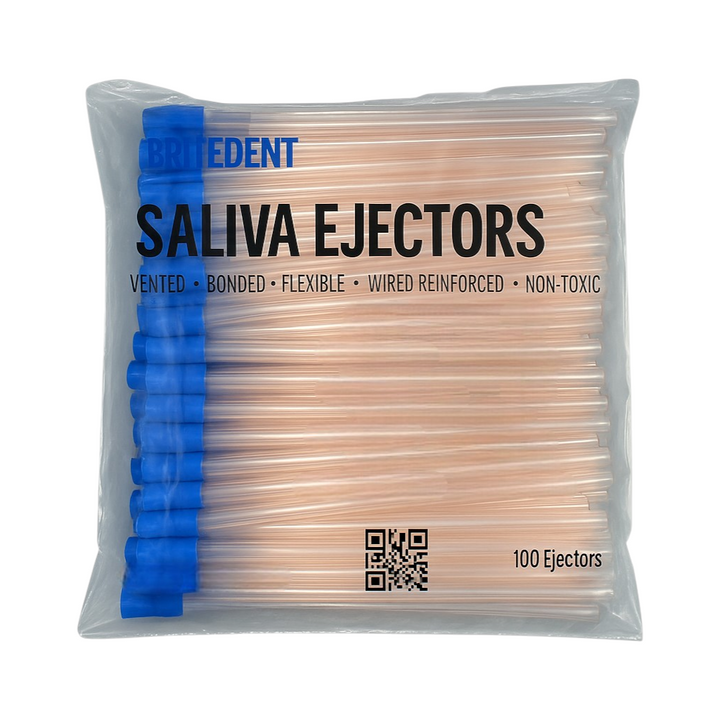 BRITEDENT Saliva Ejectors Clear Blue latex-free disposable 100 Tips