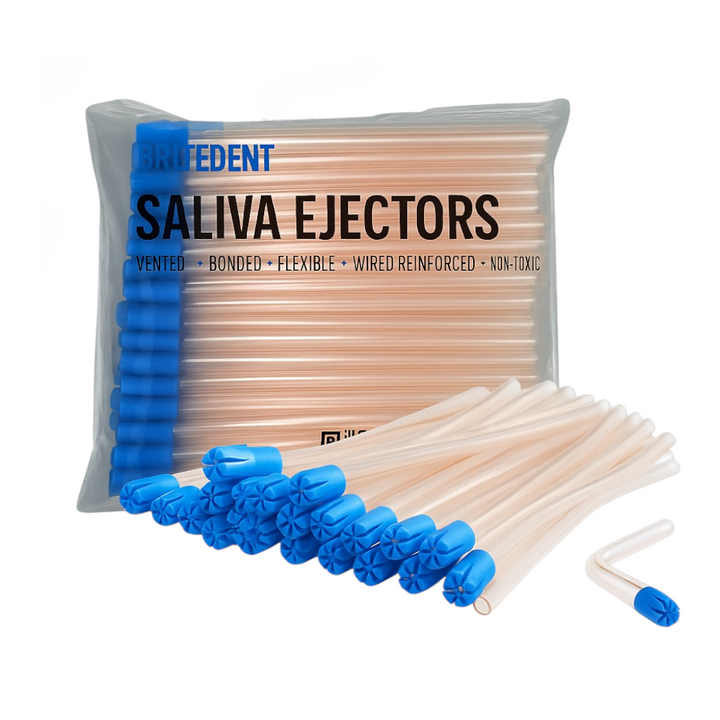BRITEDENT Saliva Ejectors Clear Blue latex-free disposable 100 Bag
