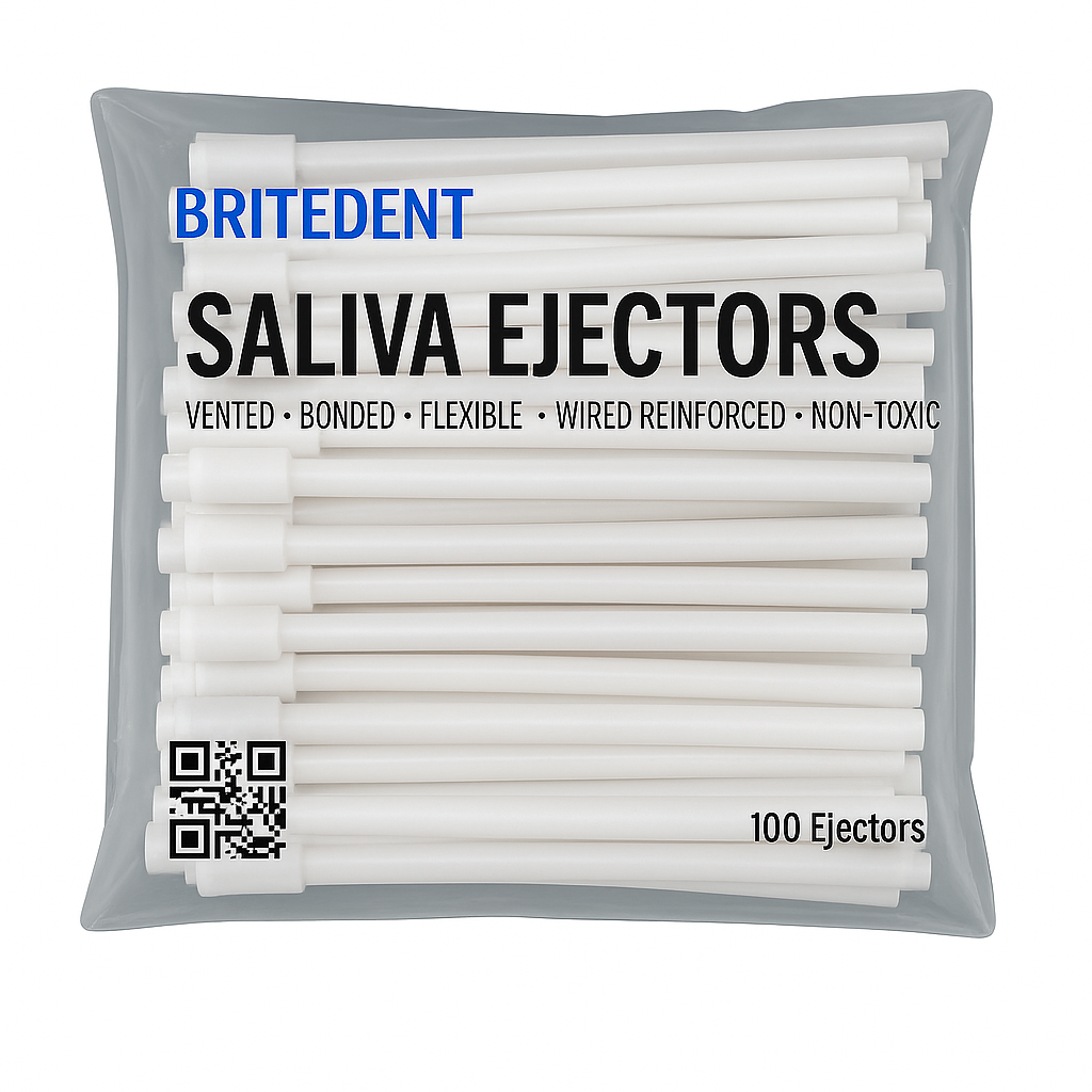 BRITEDENT Saliva Ejectors White latex-free disposable 100 Tips Per Bag