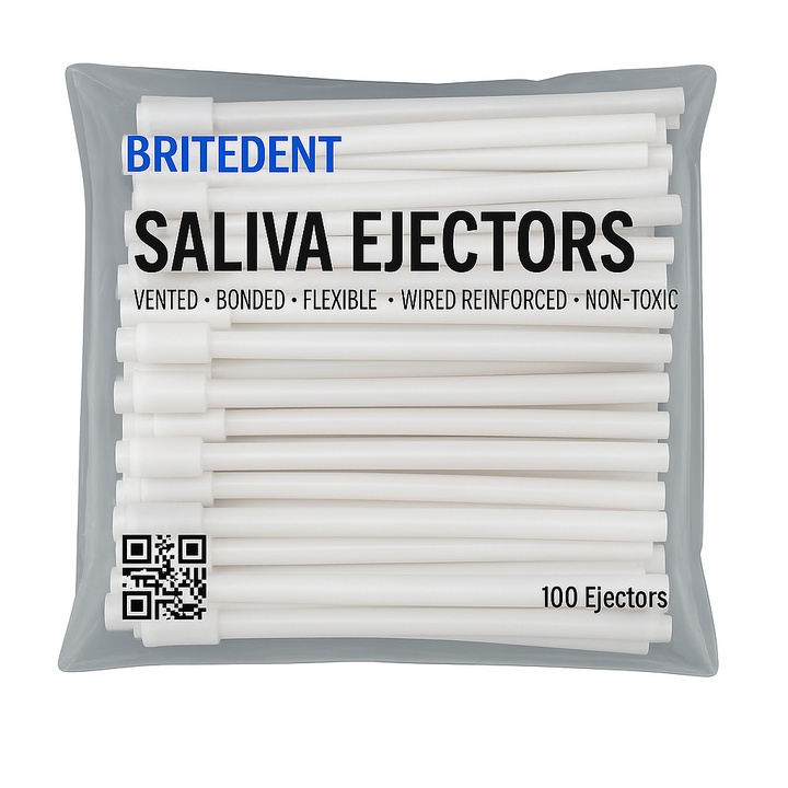 BRITEDENT Saliva Ejectors White latex-free disposable 100 Tips Per Bag