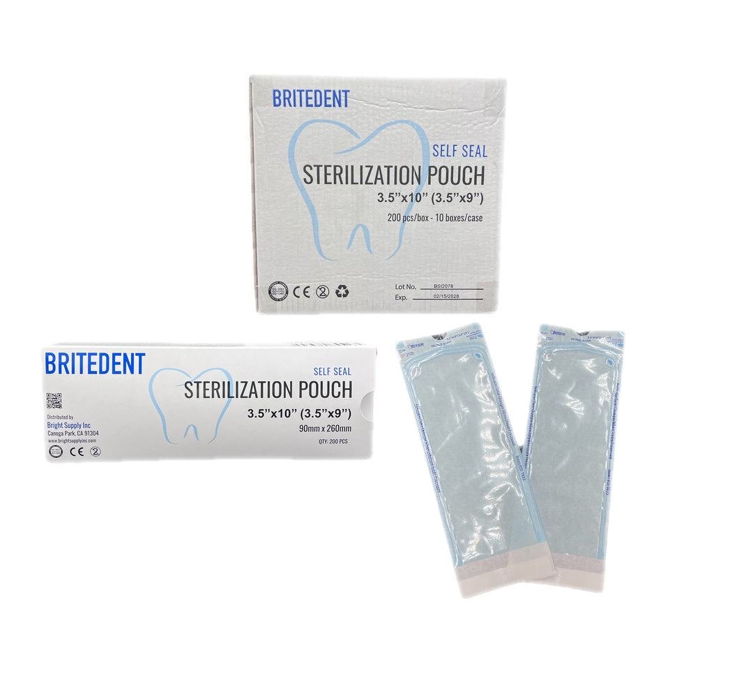 Britedent Self Seal Sterilization Autoclave Pouches 3.5 x 10 - 2000/Bx BSI-1035-10 - Blue Dental Instrument Sterilization Pouches