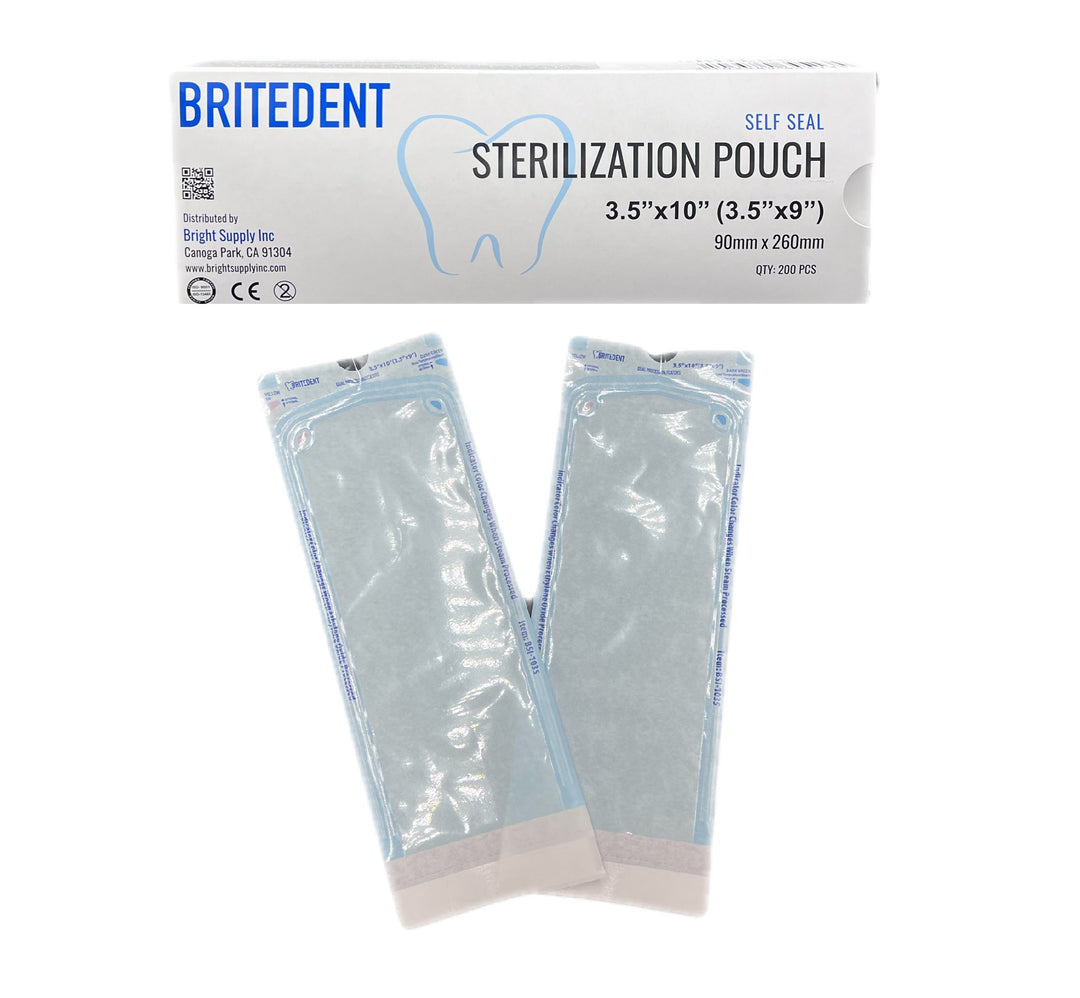 Britedent Self Seal Sterilization Autoclave Pouches 3.5 x 10 Blue 200/Bx BSI-1035 - Dental Instrument Sterilization Supplies