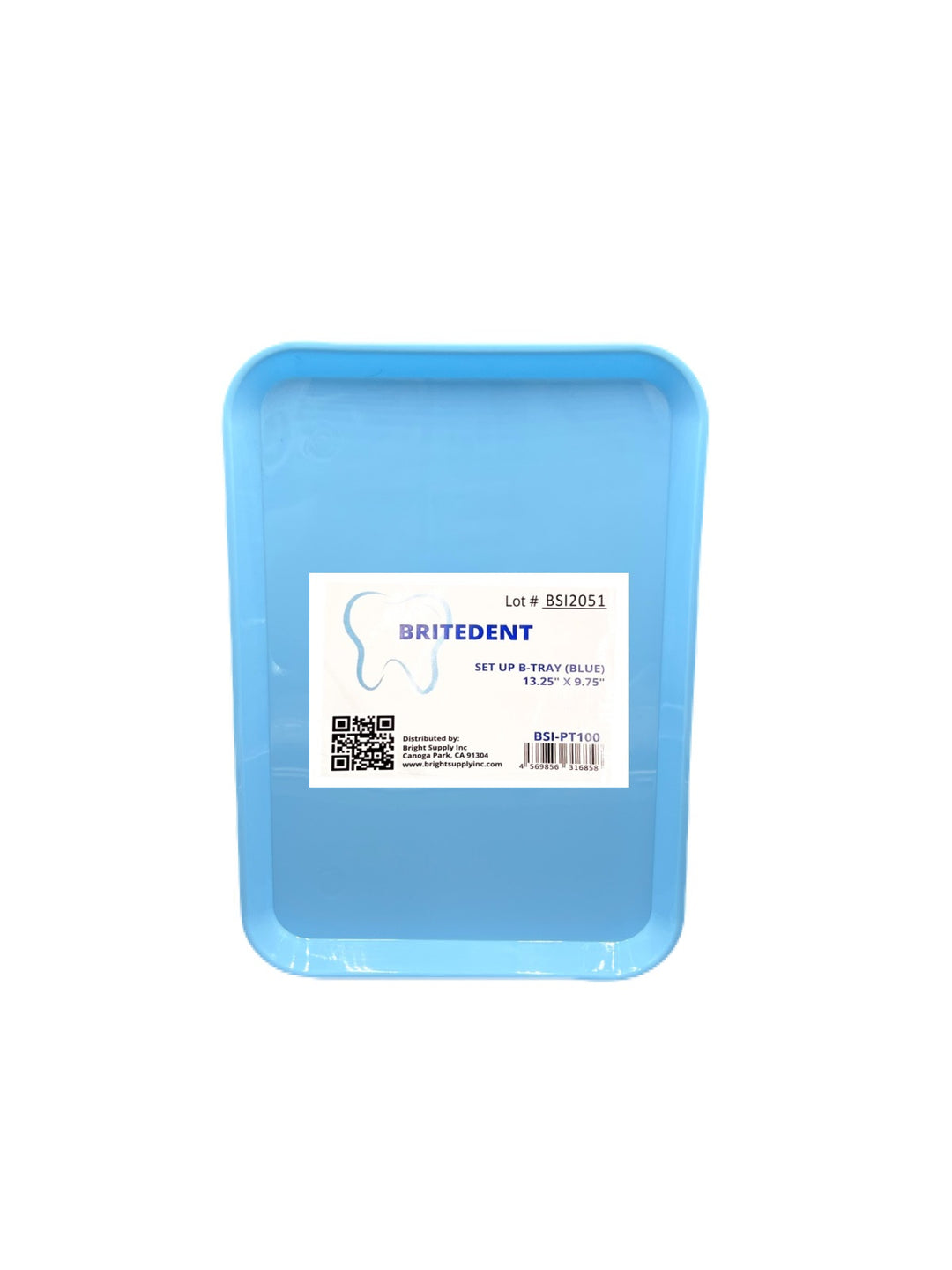 Optimize dental workflows with BRITEDENT Set-Up Tray Flat Size B Ritter Blue BSI-PT100. This disposable, autoclavable plastic tray ensures organization during procedures. Featuring a lockable flat design and distinctive blue color, it enhances efficiency in dental practices. Size B (13.25 x 9.75) accommodates a variety of instruments. Elevate your dental setups with this practical and visually identifiable solution.