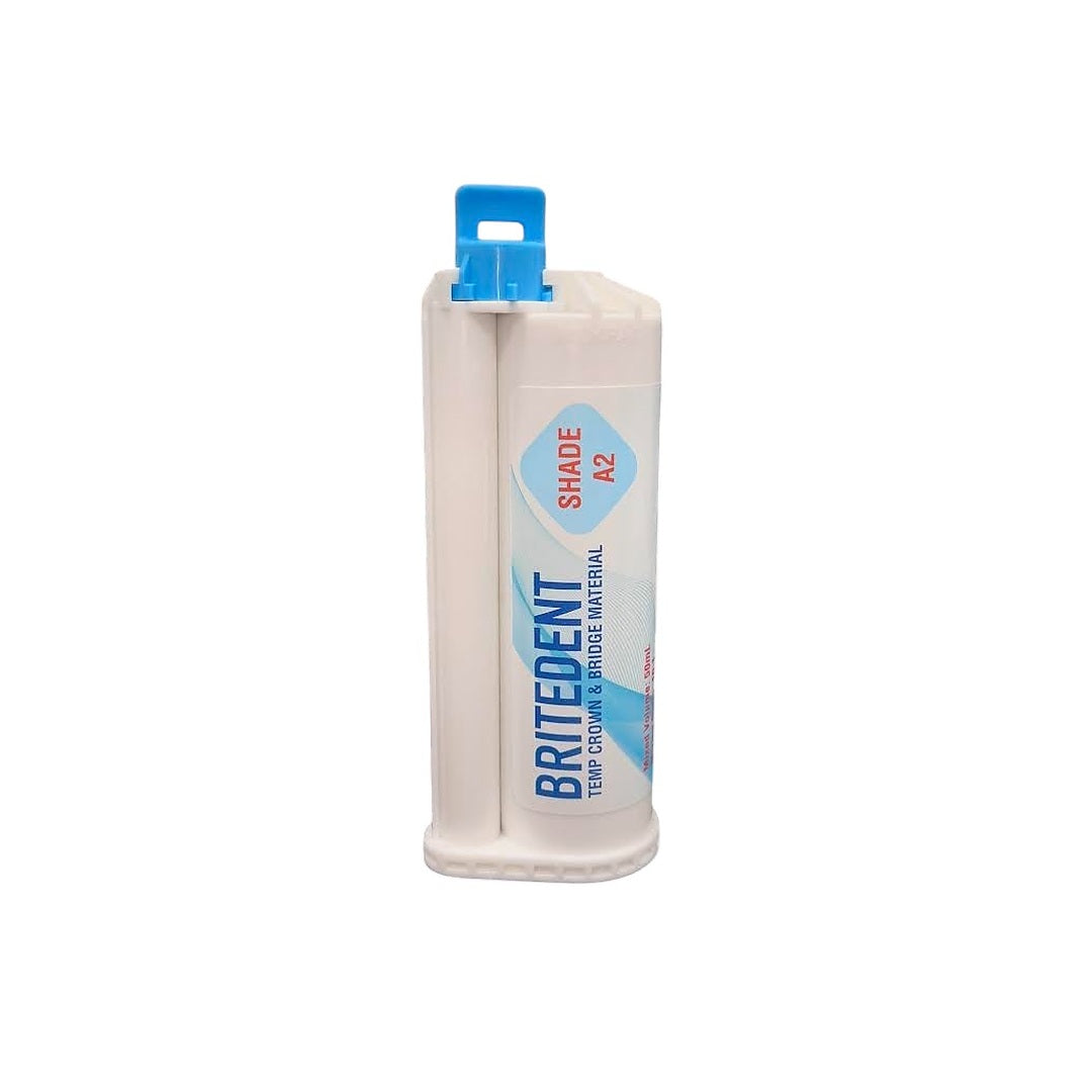 BRITEDENT Temporary Crown & Bridge Material A2 50ml Automix Cartridge – Fast-Setting, Durable, Esthetic Dental Provisional Material, Made in Germany