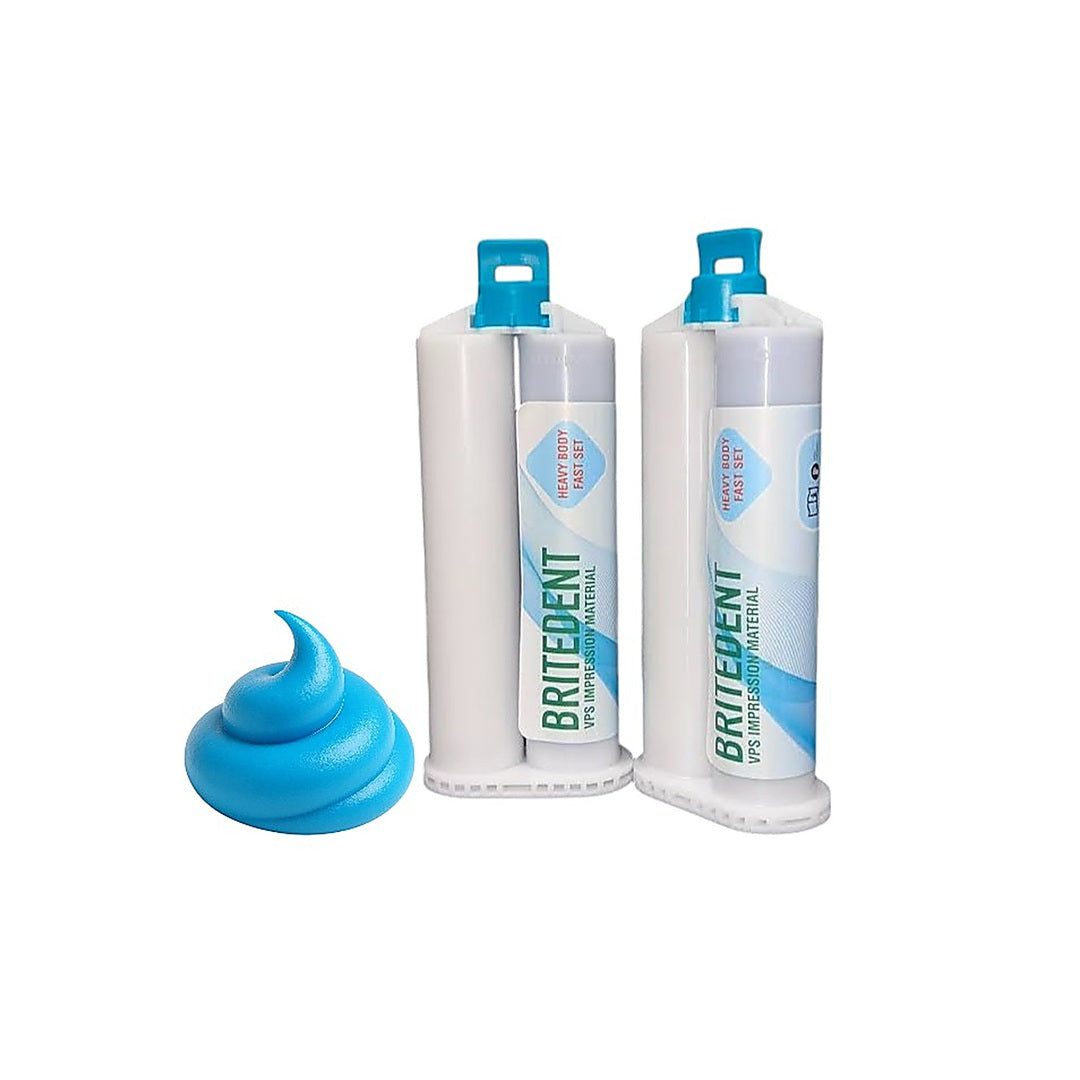 BRITEDENT VPS Impression Material Heavy Body Fast Set 2 x 50mL Cartridges – Super Hydrophilic Dental VPS, High Tear Strength, Precise Dental and Gingiva Impressions