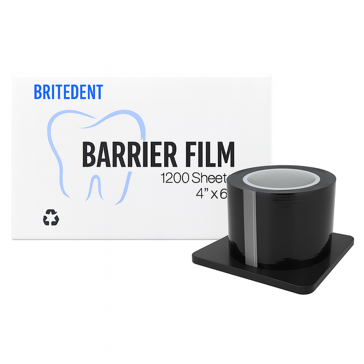 BRITEDENT barrier film adhesive protective sheets 4x6 1200 roll black 