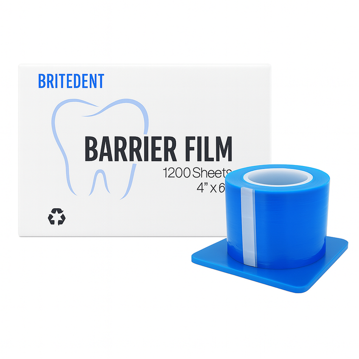 BRITEDENT barrier film adhesive protective sheets 4x6 1200 roll blue