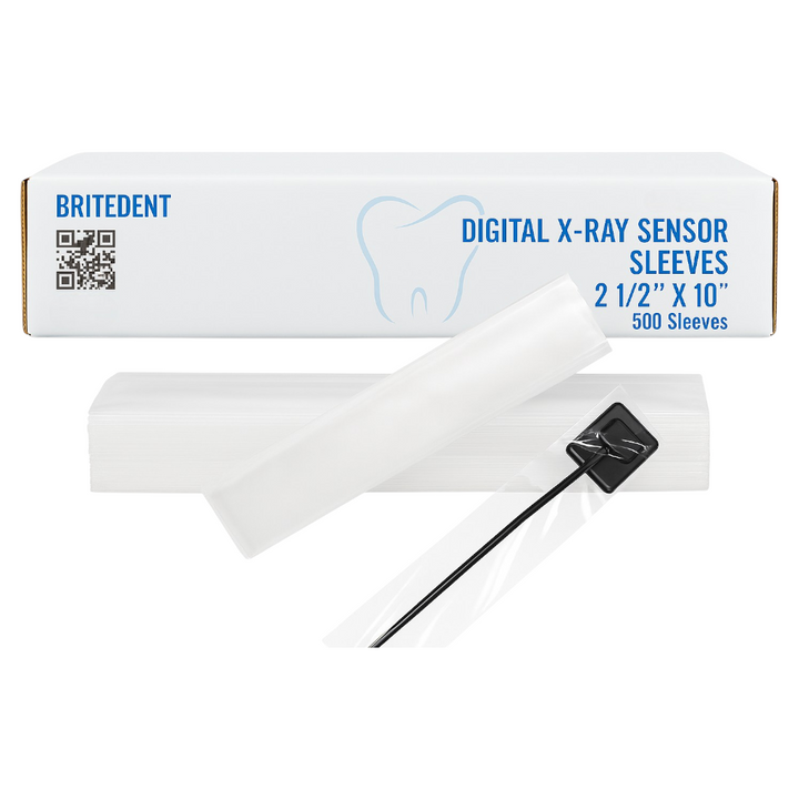 BRITEDENT digital X-ray sensor sleeves 500 box disposable dental barrier sleeves 2 1/2 x 10