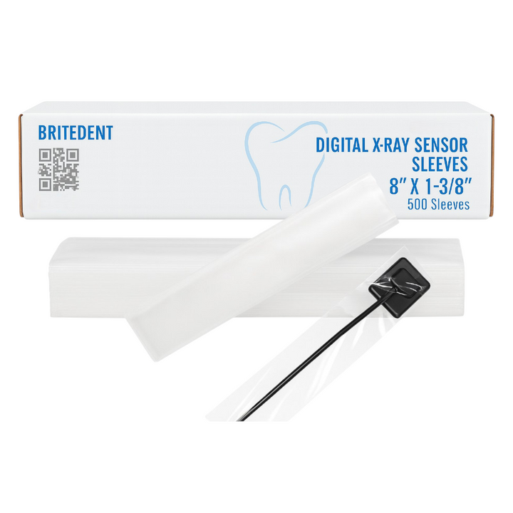 BRITEDENT digital X-ray sensor sleeves 500 box disposable dental barrier sleeves 8 x 1-3/8